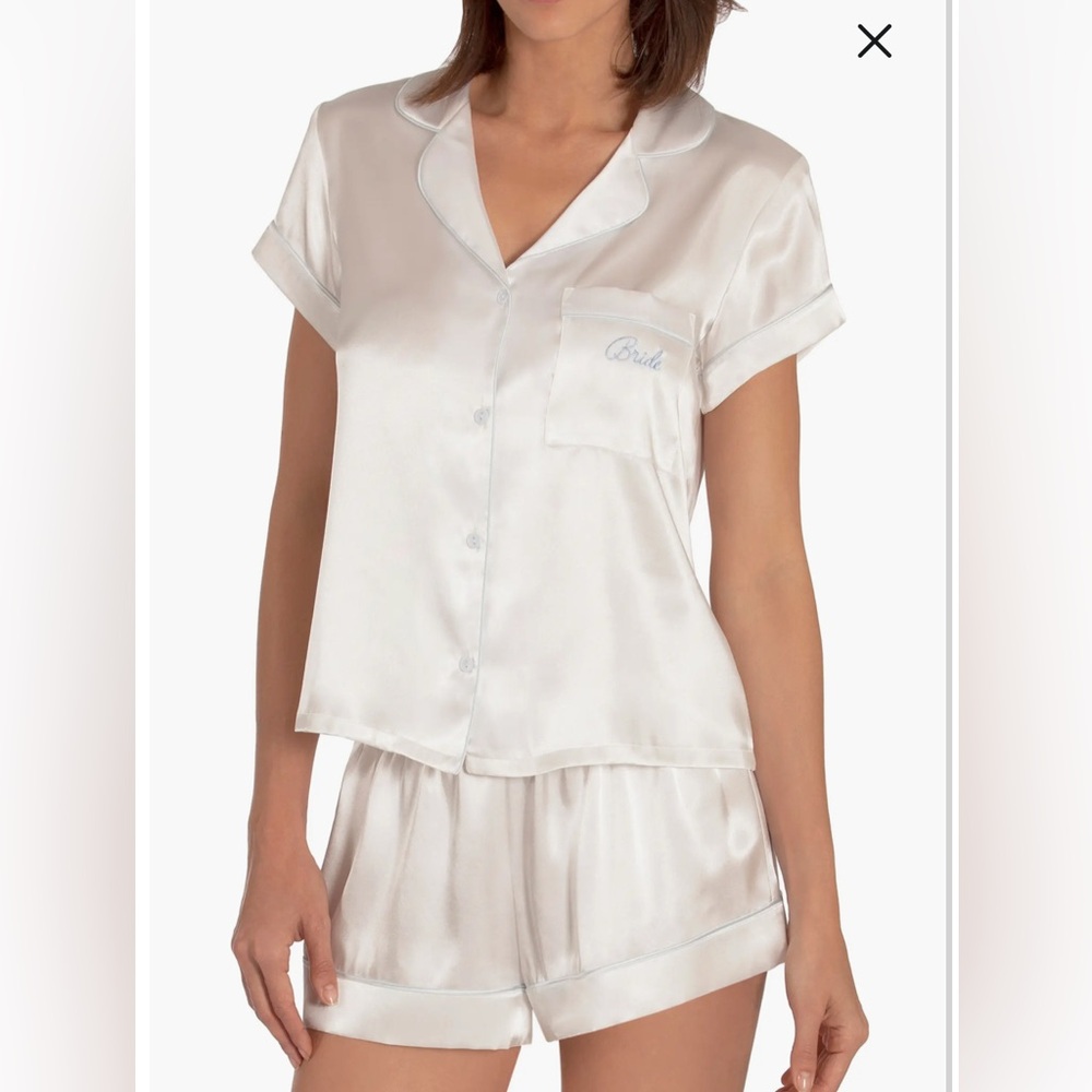 NWT. In Bloom by Jonquil Satin Short Bride Pajama Set. XL.